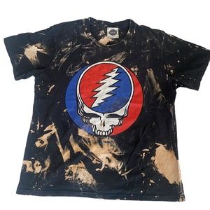 NUE collection tie dye grateful death graphic t shirt, vintage black wash, small